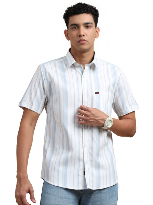 Pastel Colour Stripes Cotton Casual Shirt
