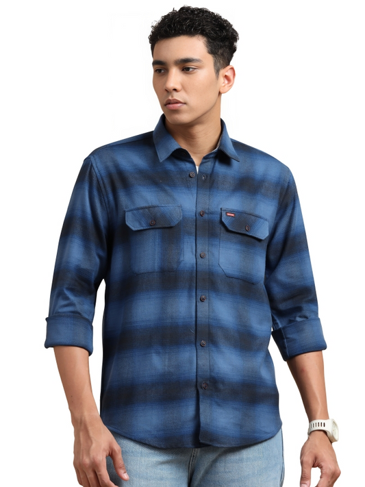 Bruising Checked Cotton Two Pocket Shirt