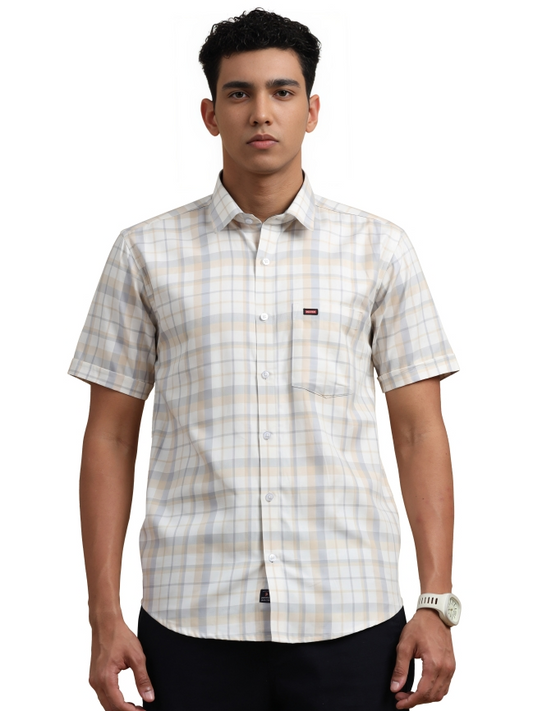 Light Sandle & Light Gray Checked Shirt