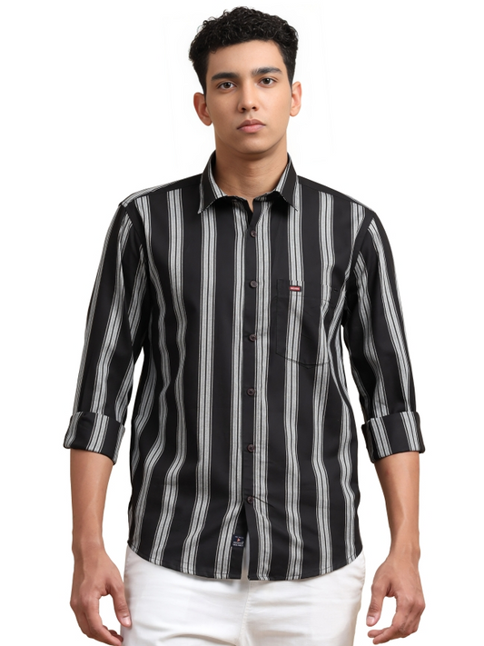 Black & White Strips Cotton Shirt