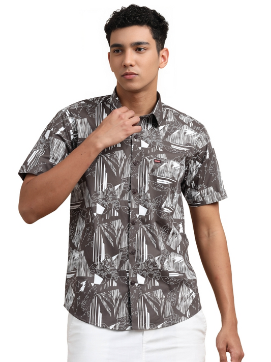 Abstract Printed Cotton Casual Shirt