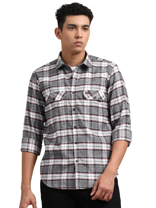 Bruising Checked Cotton Two Pocket Shirt