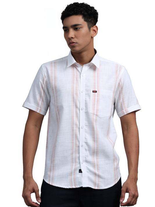 Light Pink & Off White Strips Shirt