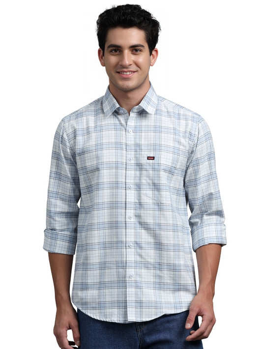 Blue With White Check Shirt