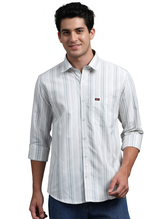 Off White & light Grey Strips Shirt