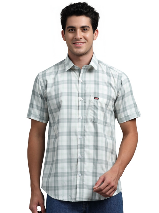 Pastel Green Cotton Check Shirt