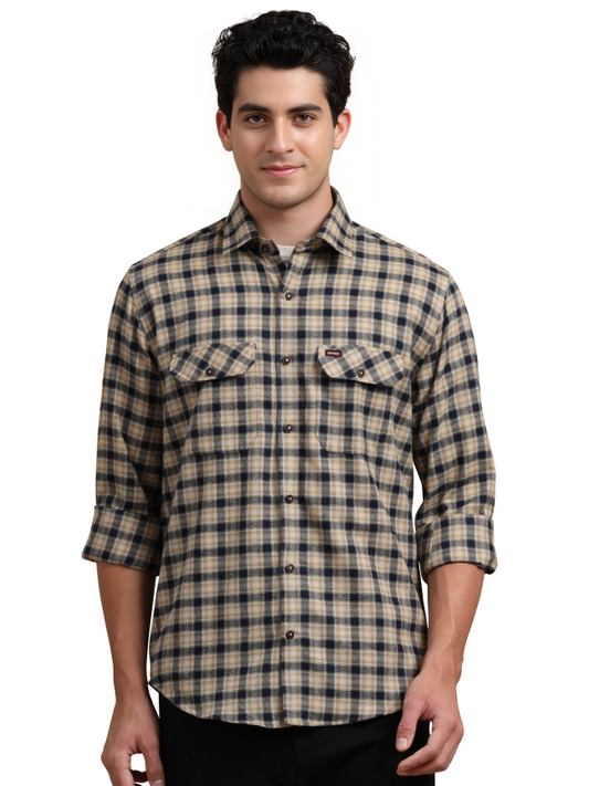 Bruising Checked Cotton Two Pocket Shirt