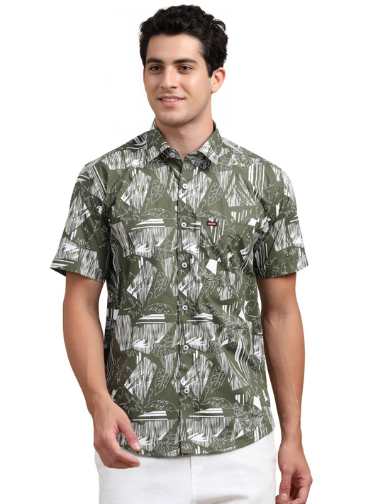 Abstract Printed Cotton Casual Shirt