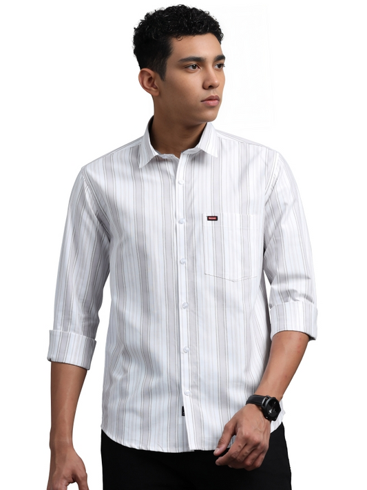 White & Brown Strips Shirt