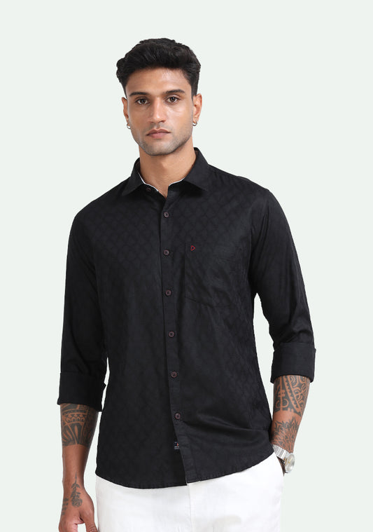 Black Jacquard Weave Shirt