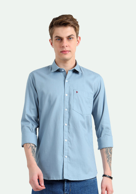 Pure cotton Blue Grey Solid Shirts