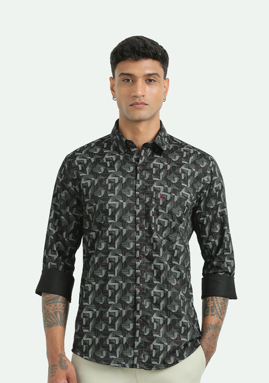 Black & Green Print Shirts