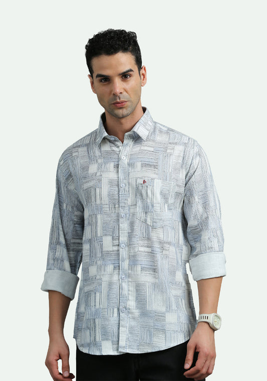 Light Blue Abstract Print Shirts