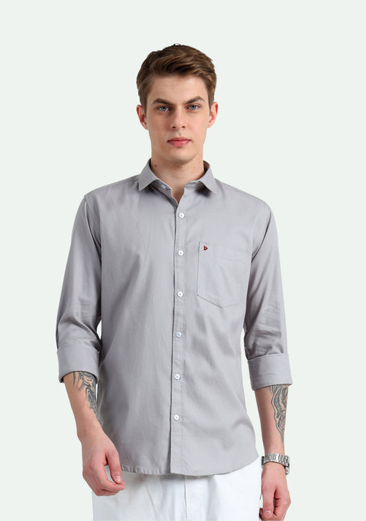 Pure Cotton Warm Grey Solid Shirts