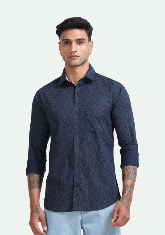 Dark Blue All Over Print Shirts