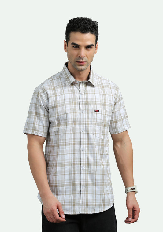 light Brown & white Checked Shirts