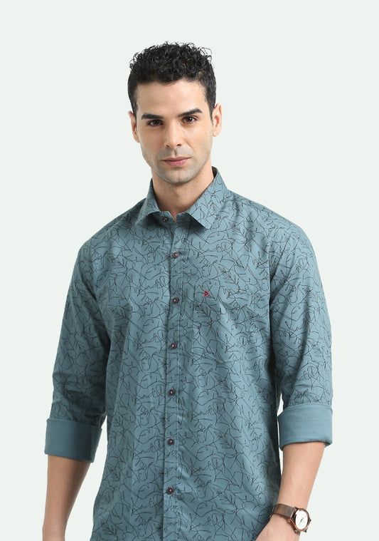 Cool Grey Abstract Print Shirt