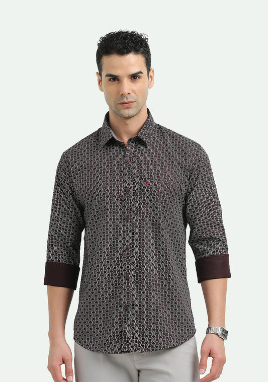 Dark Wine Pattern Design Print Shirts
