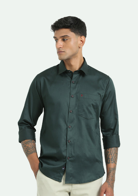 Bottle Green Solid Shirts