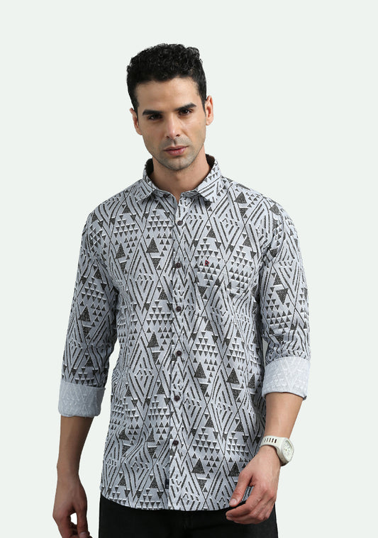 Light Gray & Brown Opaque Print Shirts