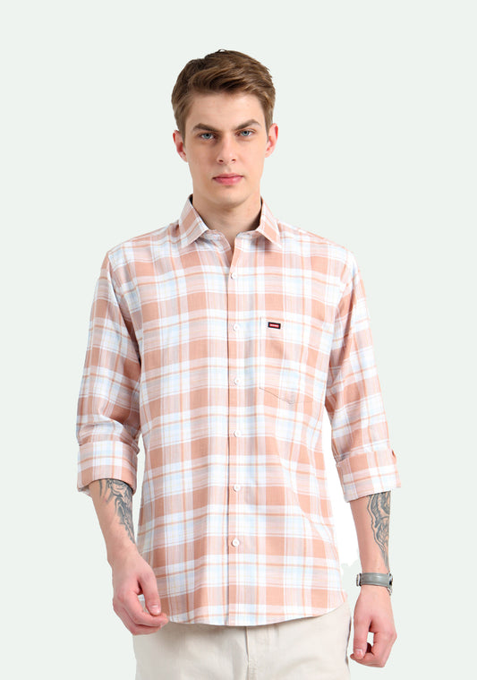 Light Brown Pastel Checks Shirts