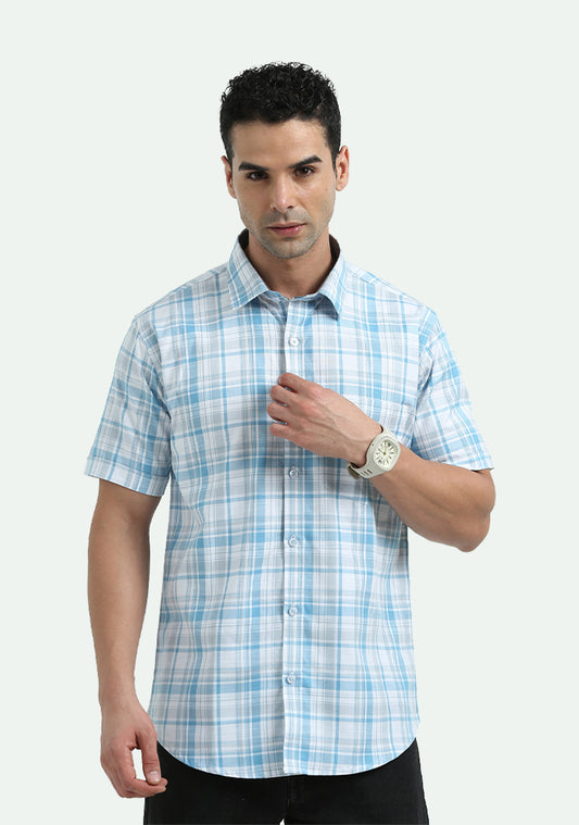 Blue & White Checked Shirt