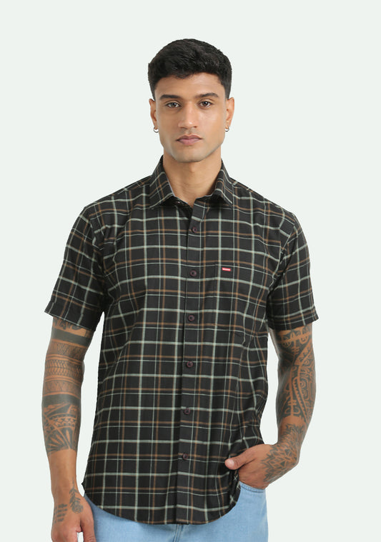 Black Green Checks Shirt