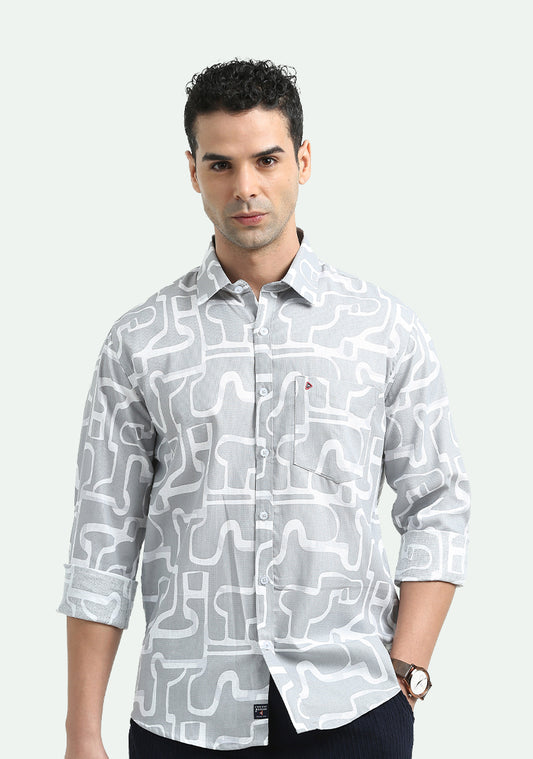 Light Grey Abstract Print Shirts