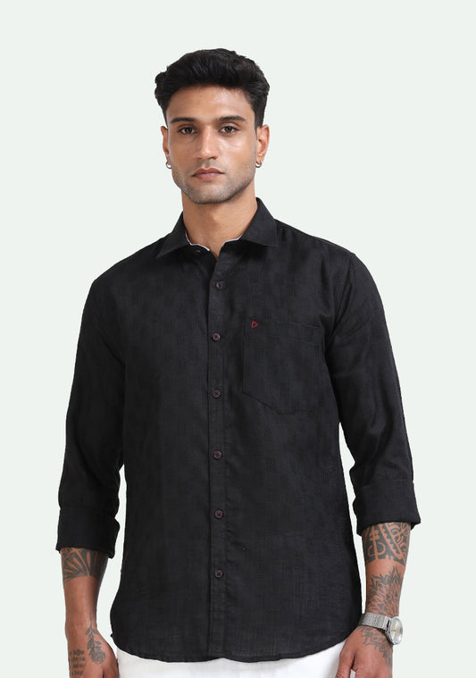 Black Structure Plain Shirts