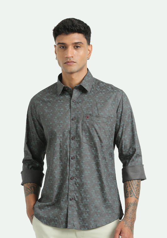 Dark Grey & Black Abstract Print Shirts