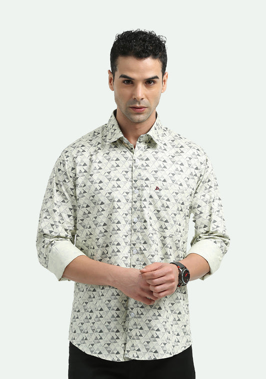 Cream & Grey Abstract Print Shirts