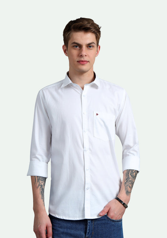 Pure Cotton White Solid Shirts