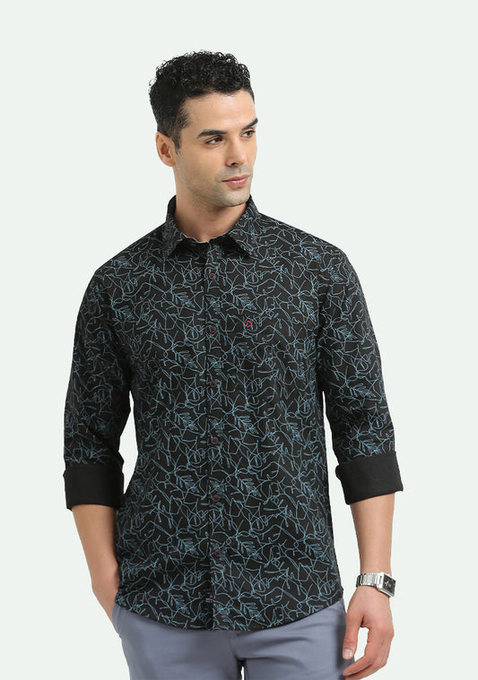 Black Abstract Print Shirt