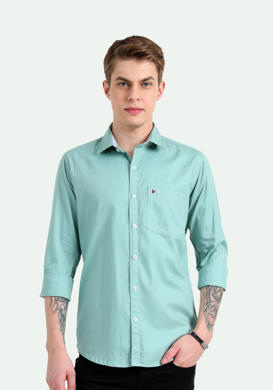 Pure Cotton Green Grey Solid Shirts