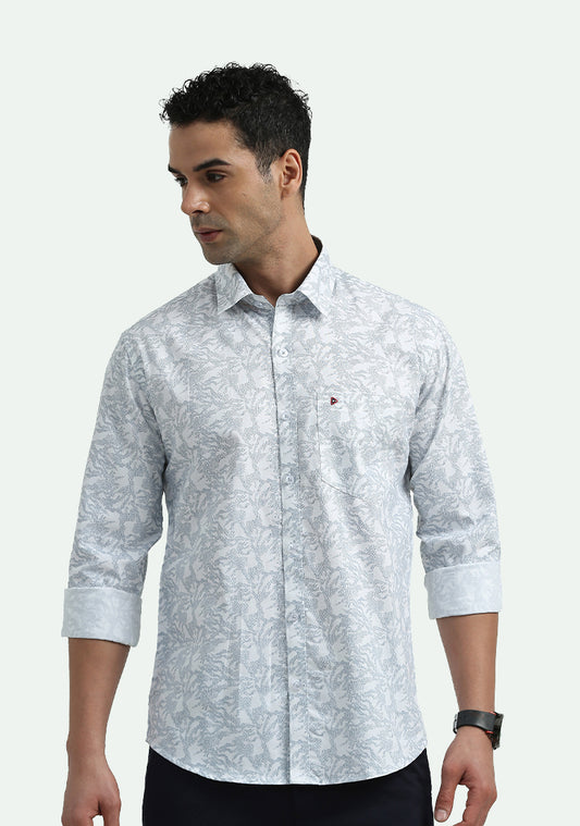 White & Blue Gosebrush Print Shirt