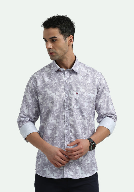 Pale Pink White Printed Shirts