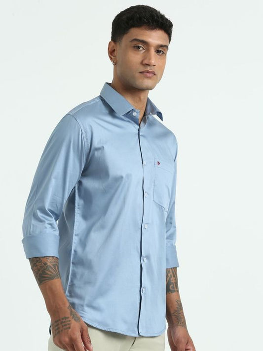 Blue Grey Solid Shirt