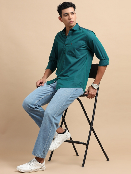 Peacock Green Solid Shirt