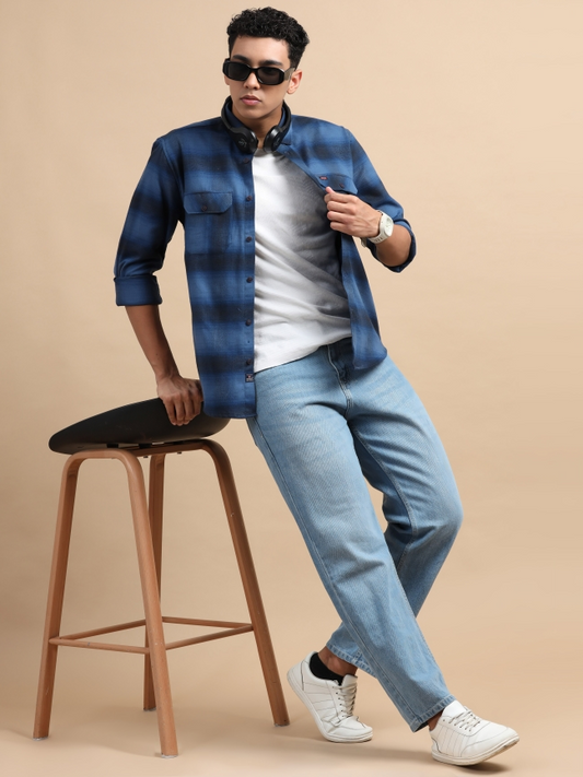 Bruising Checked Cotton Two Pocket Shirt
