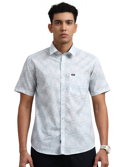 Light Grey Abstract Print Casual Shirt