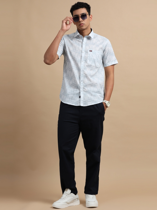 Light Grey Abstract Print Casual Shirt