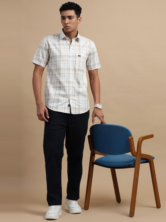 Light Sandle & Light Gray Checked Shirt