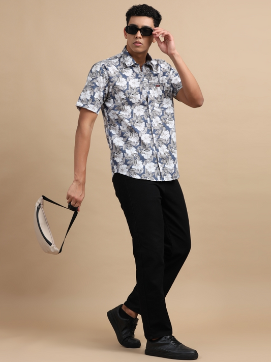 Full Floral Print Cotton Casual Shirt