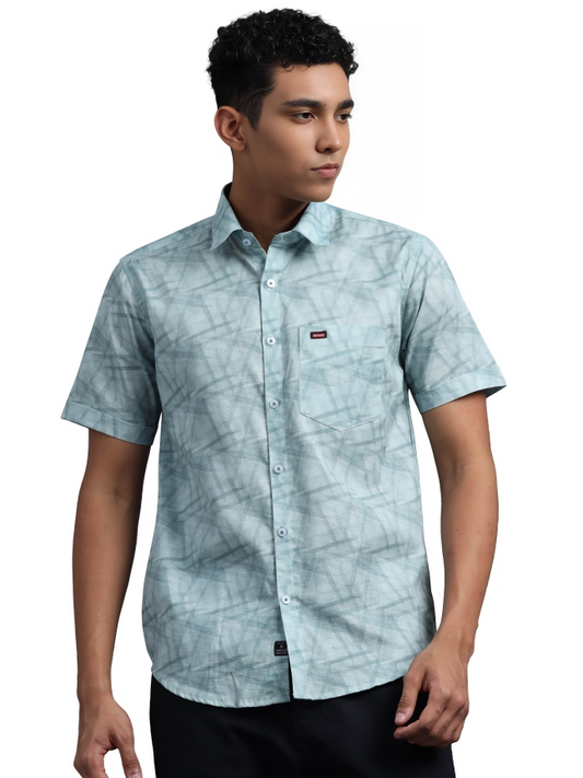 Light Green Abstract Print Casual Shirt