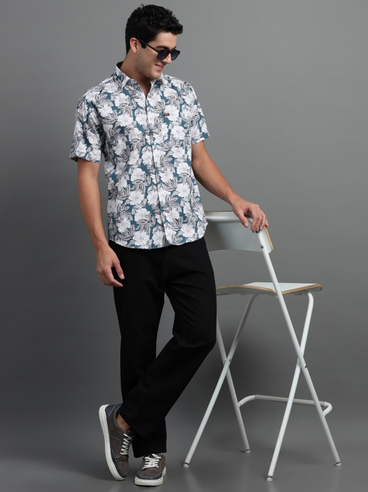 Full Floral Print Cotton Casual Shirt
