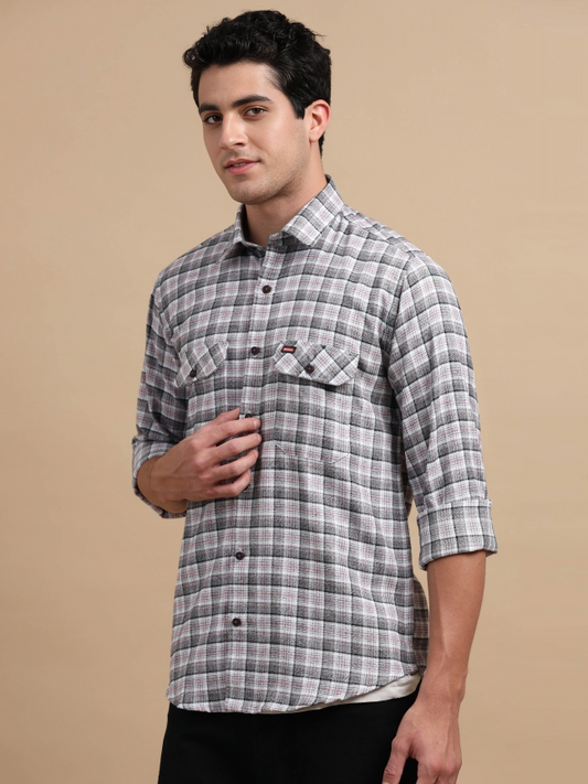 Multi Colour Cotton Two Pocket Shirt