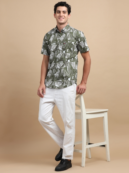 Abstract Printed Cotton Casual Shirt