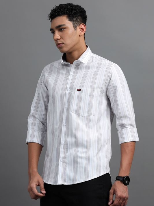 White & Brown Strips Shirt