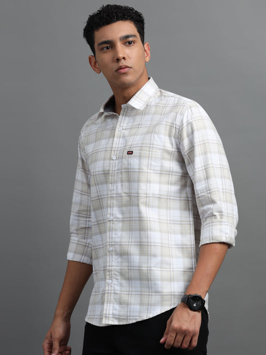 Ivory & White Cotton Check Shirt