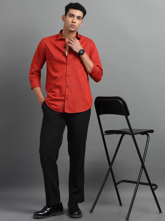 Dark Red Solid Shirts